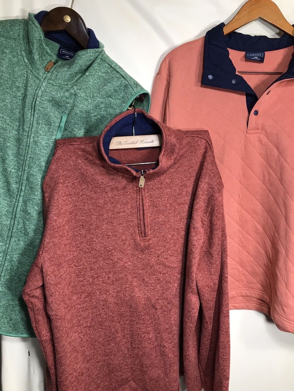Crown & Ivy Fleece Vest Jacket And 2 1/4 Zip Pullovers Mens Size Large